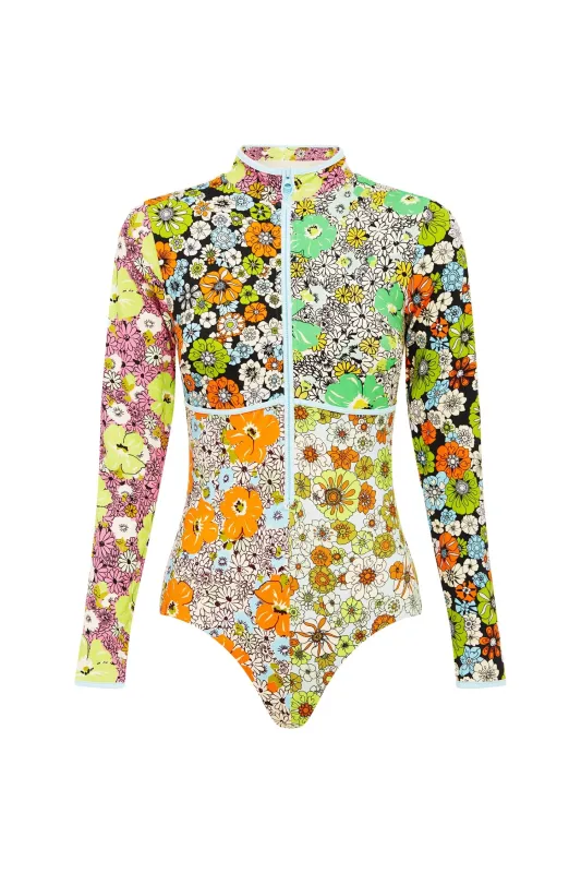 ORANGE BLOSSOM ZIP FRONT ONE PIECE sold by Alemais