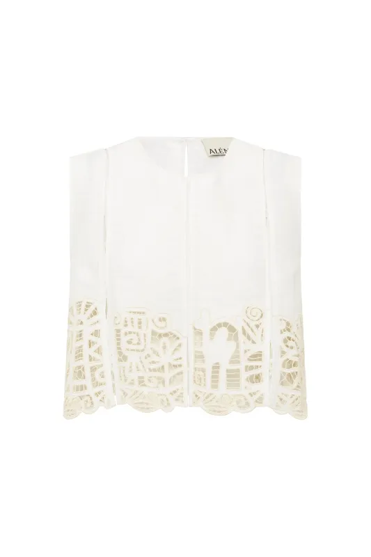 ROSEMARY EMBROIDERED TOP sold by Alemais