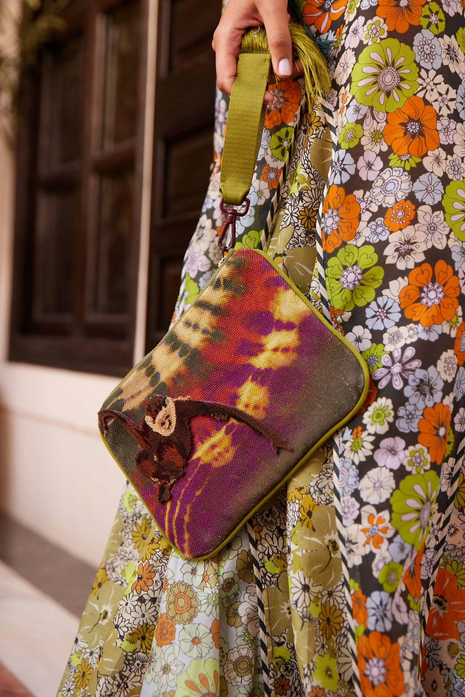 SAFI TEXTURED PATCH ZIP POUCH sold by Alemais product image thumbnail 2