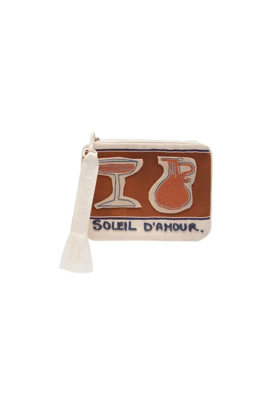 SOLEIL D'AMOUR PATCH ZIP POUCH sold by Alemais