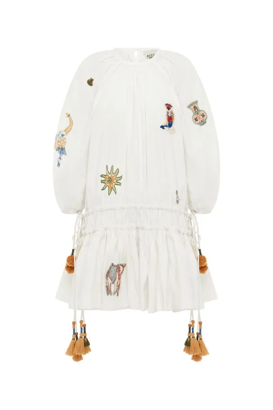 CARMINE EMBROIDERED MINI DRESS sold by Alemais