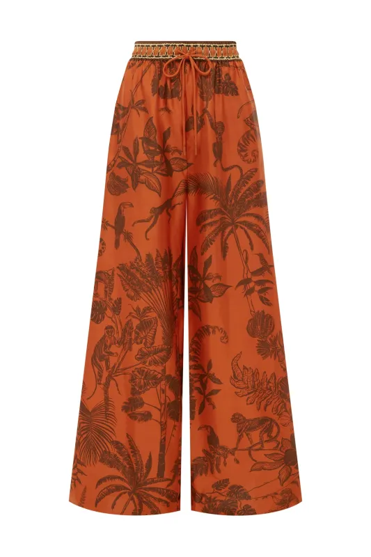 MONKEY DANCE SILK PALAZZO PANT made by Alemais