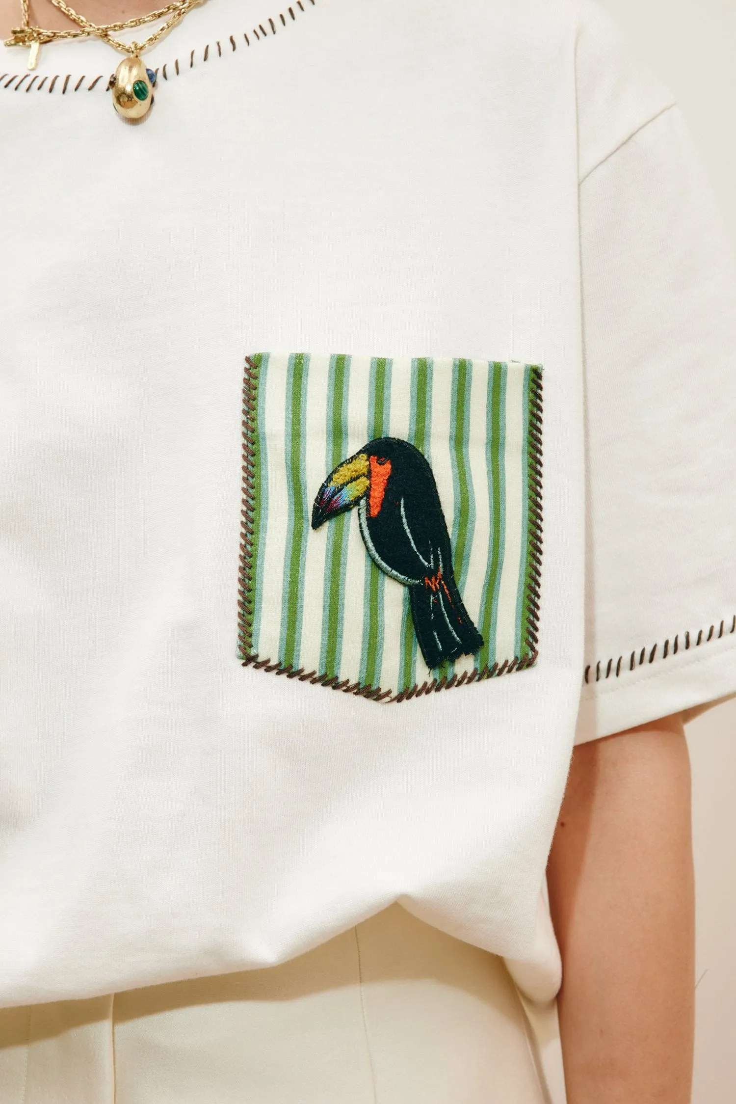 TOUCAN TANGO EMBROIDERED POCKET TEE sold by Alemais product image thumbnail 5