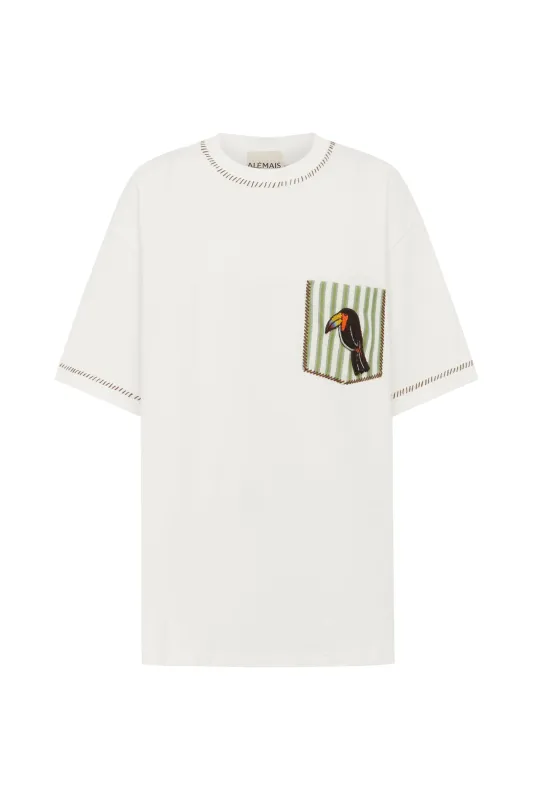 TOUCAN TANGO EMBROIDERED POCKET TEE sold by Alemais