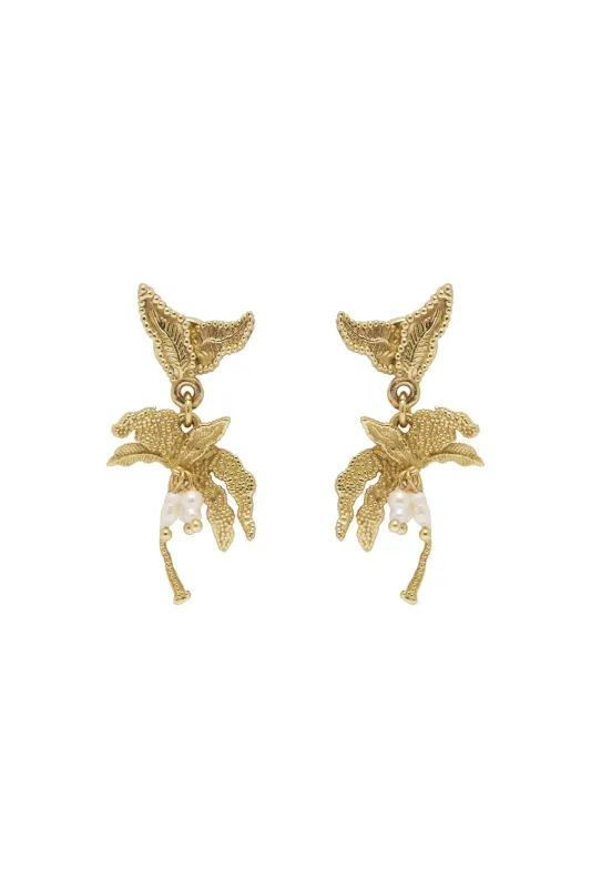 JEM PALM TREE PEARL EARRINGS sold by Alemais