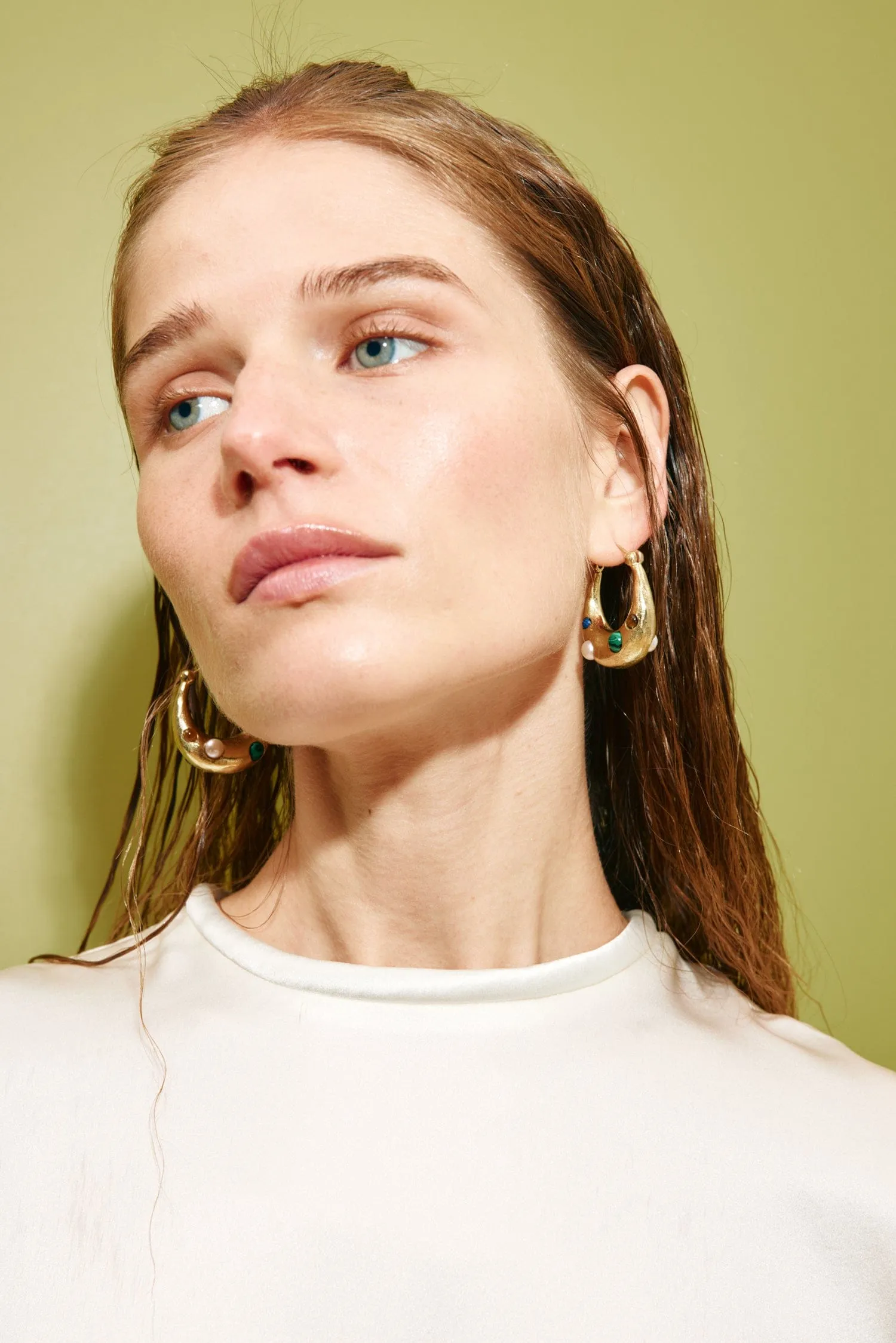 JEM RAINBOW STONE HOOP EARRINGS sold by Alemais product image thumbnail 2