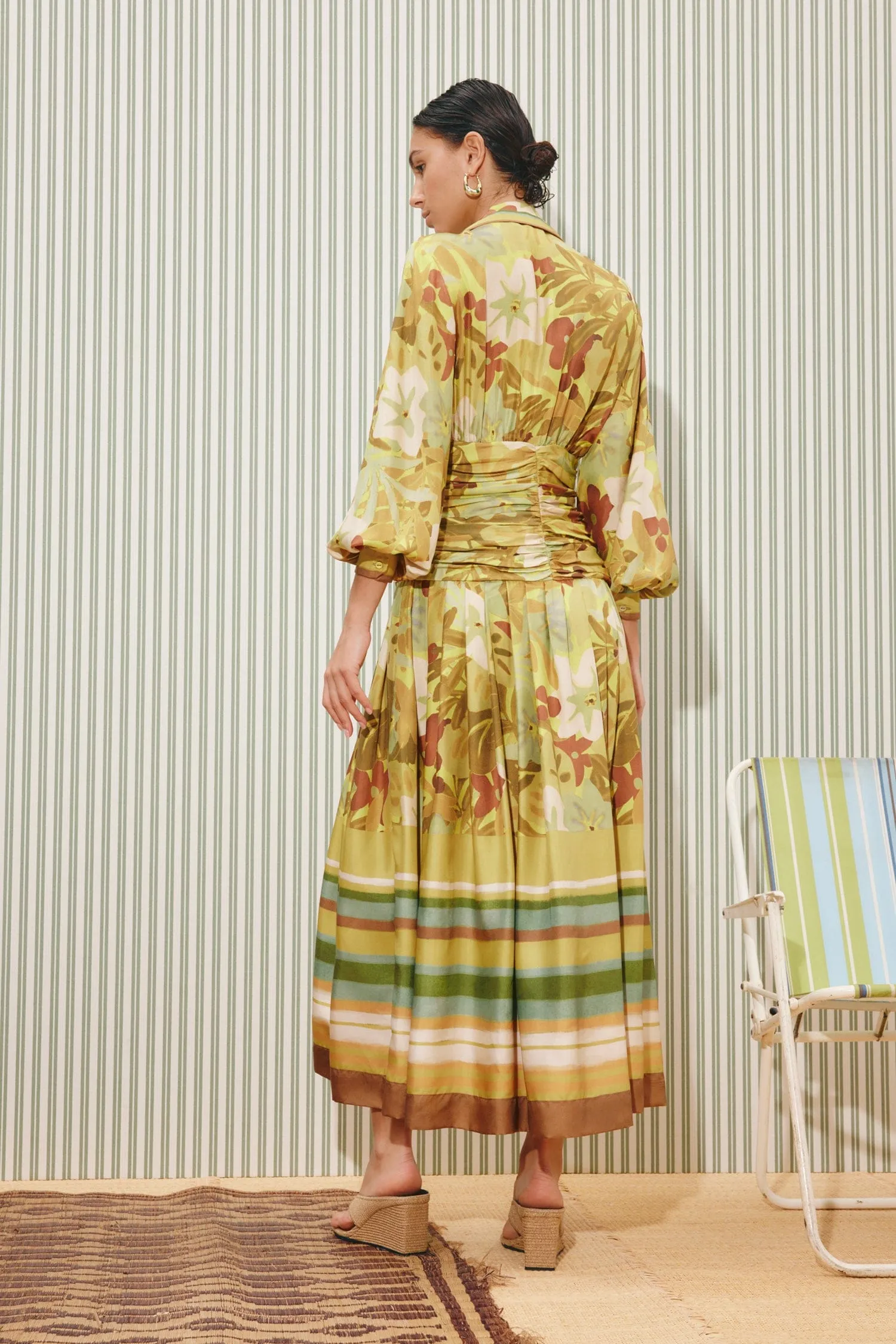 MAXI SILK RUCHED SHIRTDRESS sold by Alemais product image thumbnail 4
