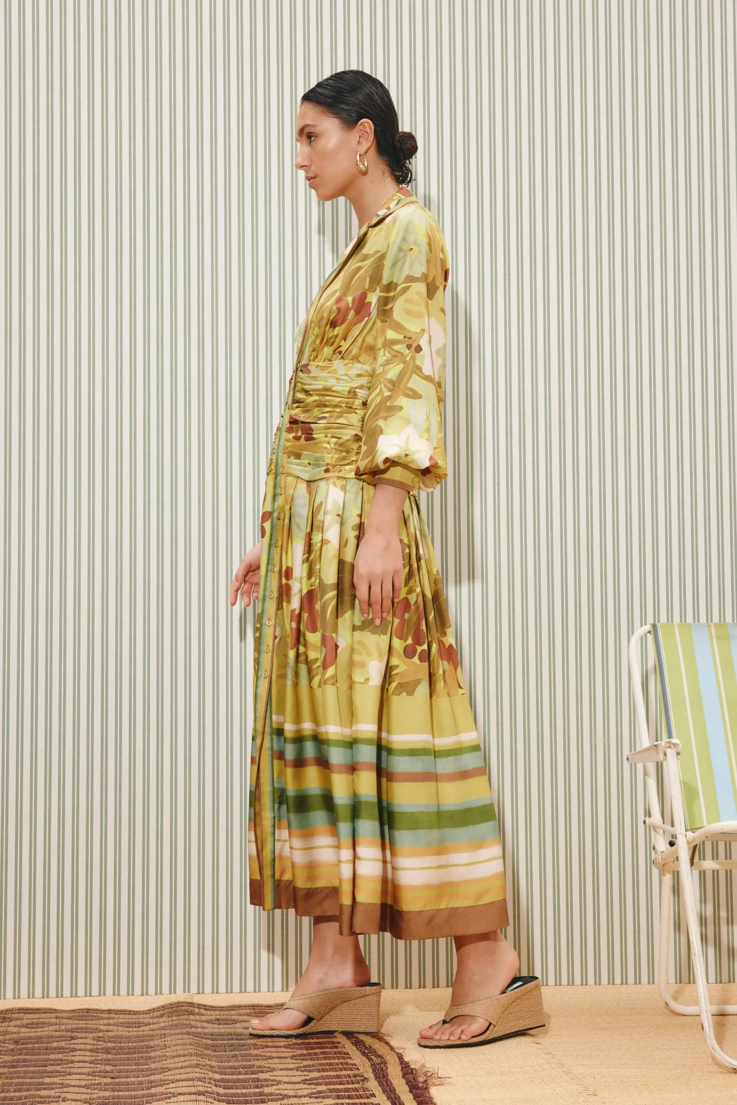 MAXI SILK RUCHED SHIRTDRESS sold by Alemais product image thumbnail 3