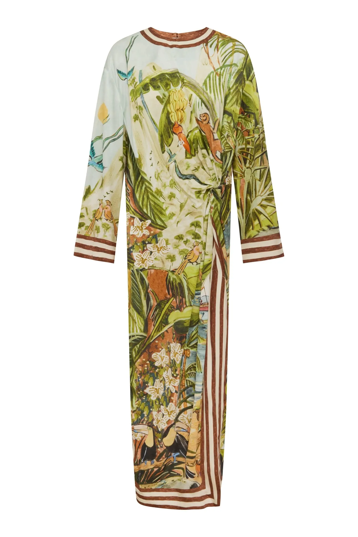 TOUCAN TANGO SILK MIDI DRESS sold by Alemais