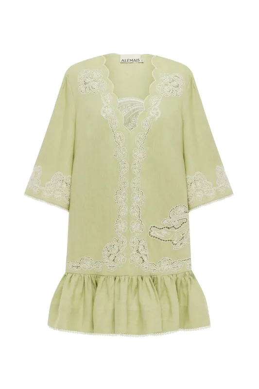 LOUIE EMBROIDERED MINI DRESS made by Alemais