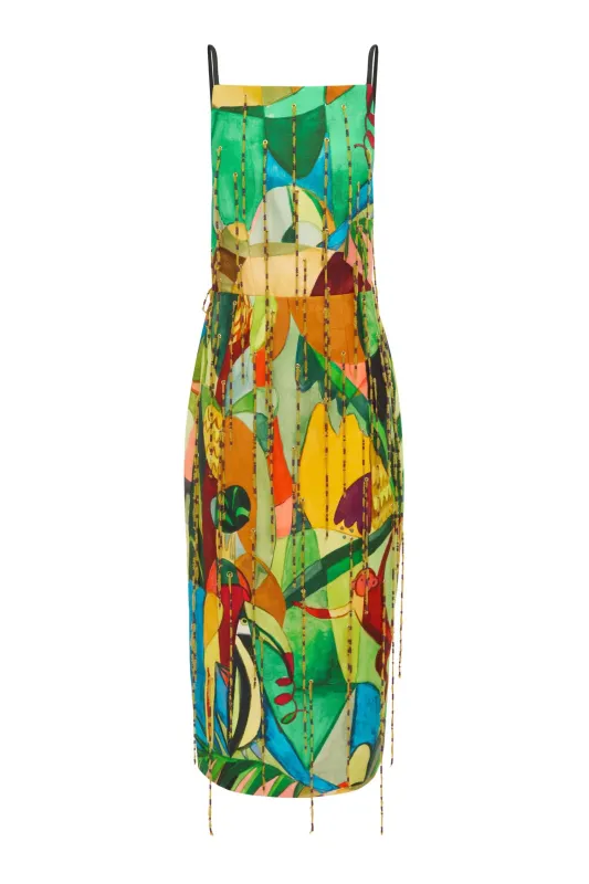 MOKSHINI BEADED FRINGE MIDI DRESS made by Alemais