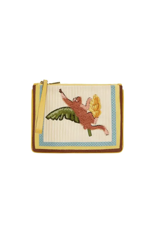 MOKSHINI MONKEY EMBROIDERED CLUTCH made by Alemais