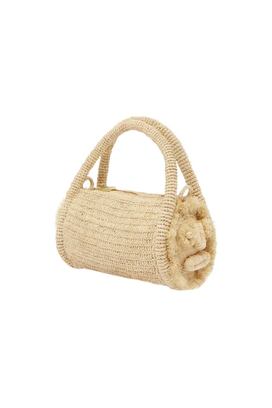 SUNLIT RAFFIA MINI BARREL BAG sold by Alemais