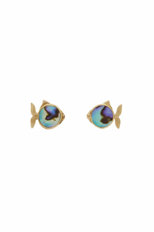 CALYPSO PAUA FISH STUDS made by Alemais