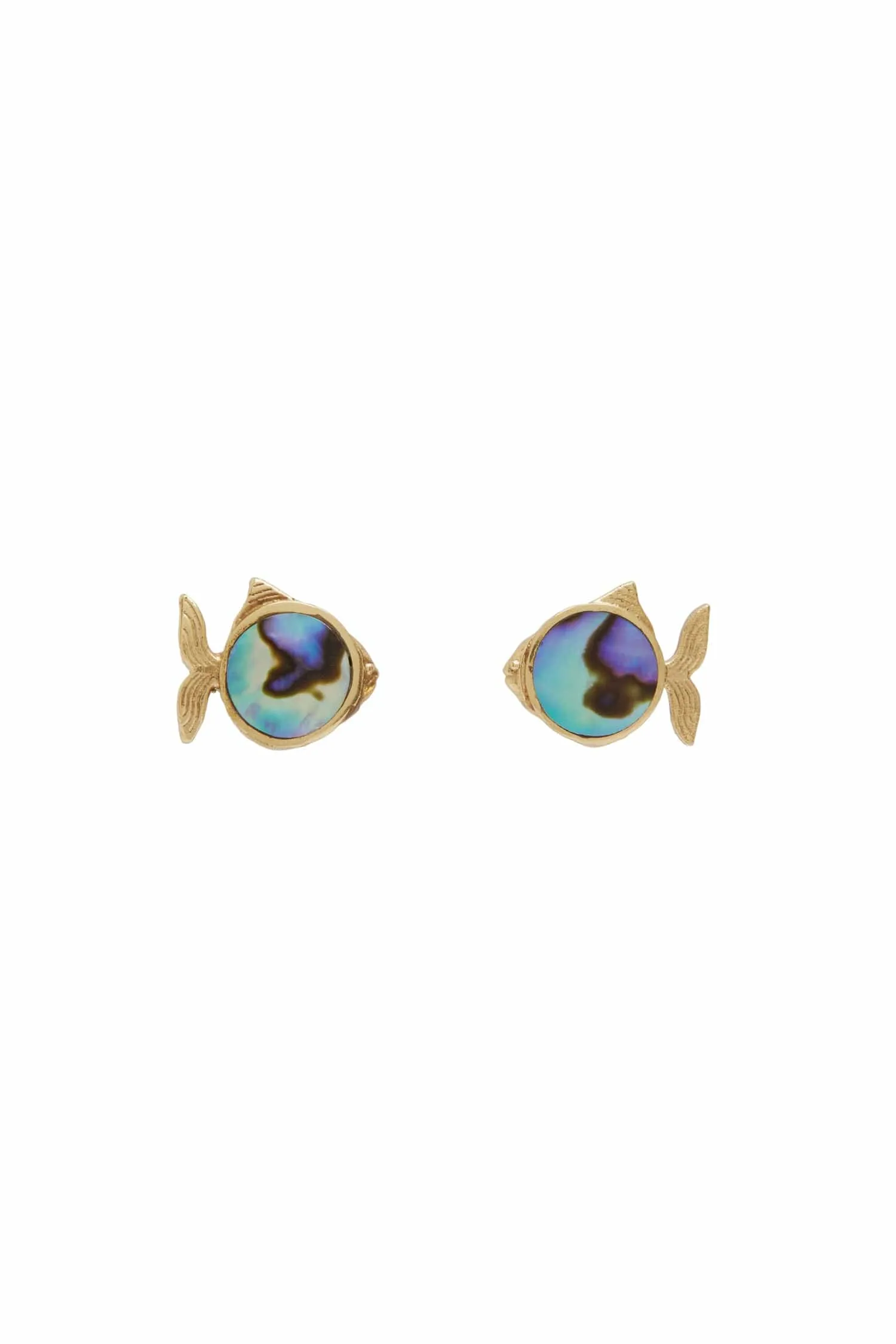 CALYPSO PAUA FISH STUDS sold by Alemais