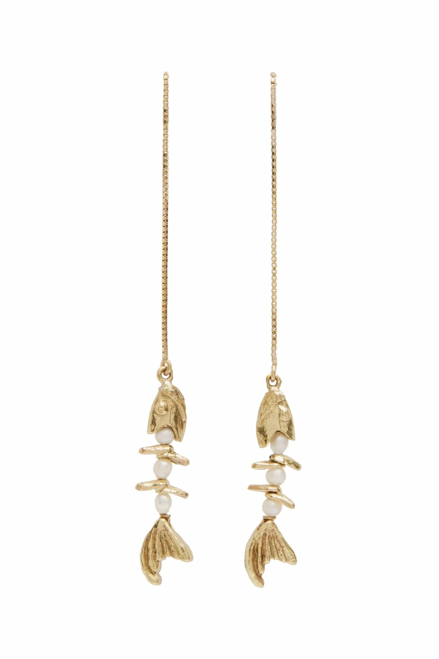 CALYPSO PEARL FISH CHAIN EARRINGS sold by Alemais