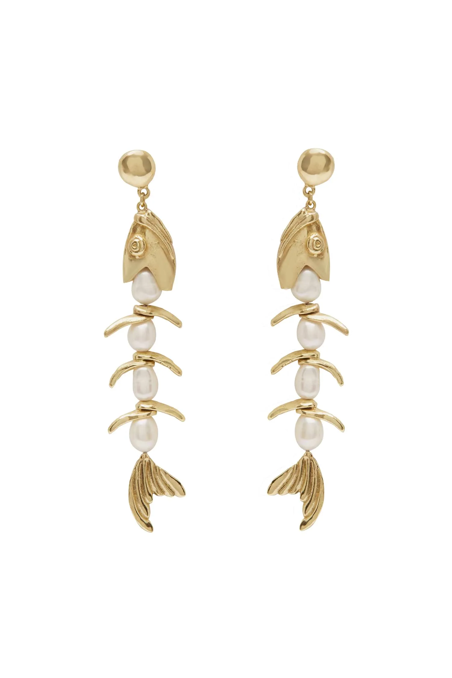 CALYPSO PEARL FISH DROP EARRINGS sold by Alemais