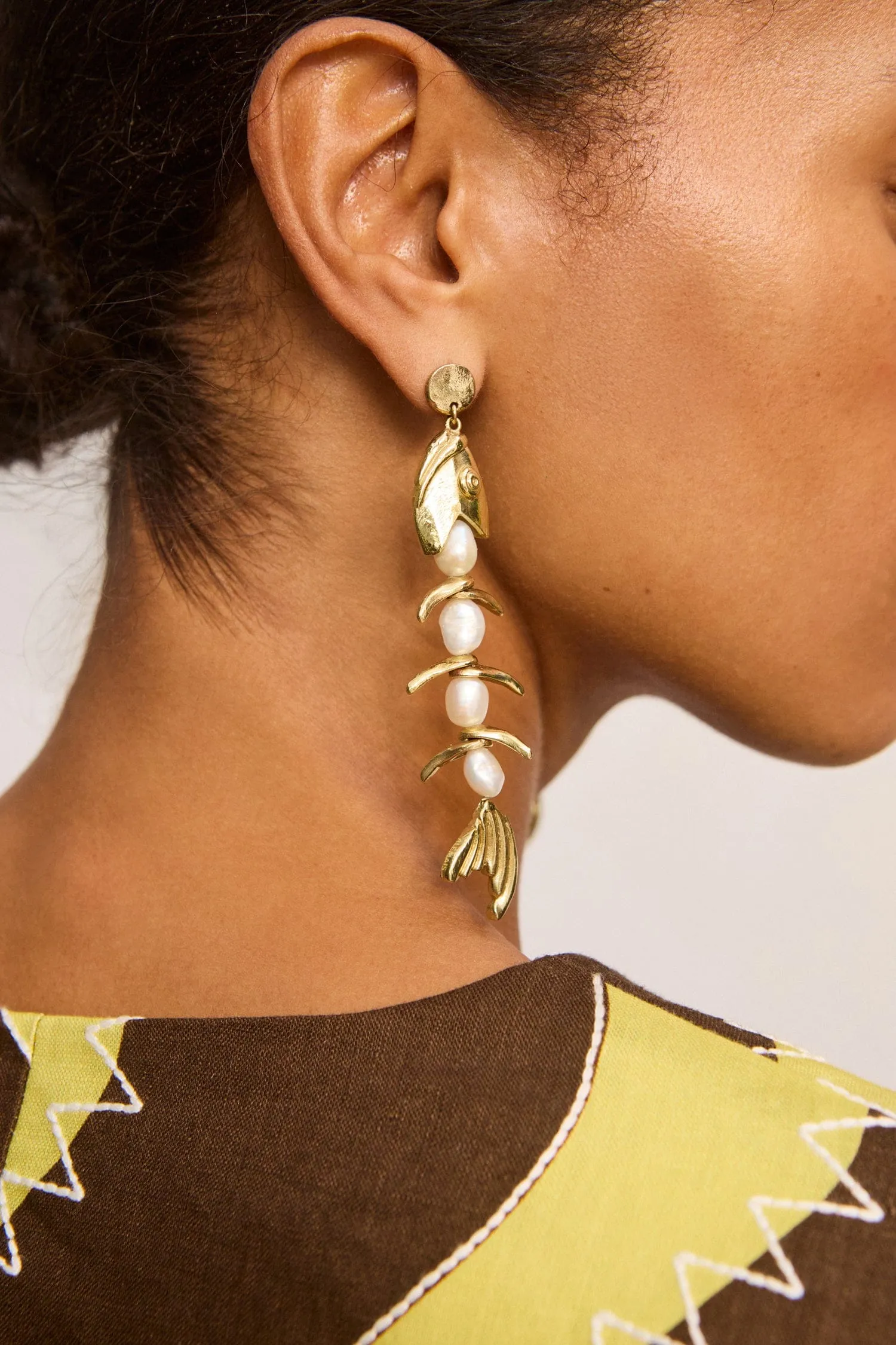 CALYPSO PEARL FISH DROP EARRINGS sold by Alemais product image thumbnail 2