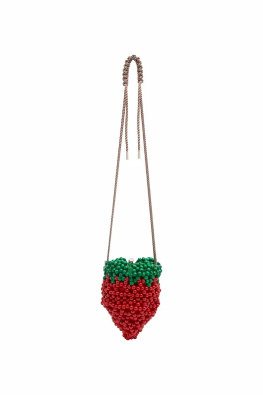 WOOD BEAD STRAWBERRY MINI BAG made by Alemais
