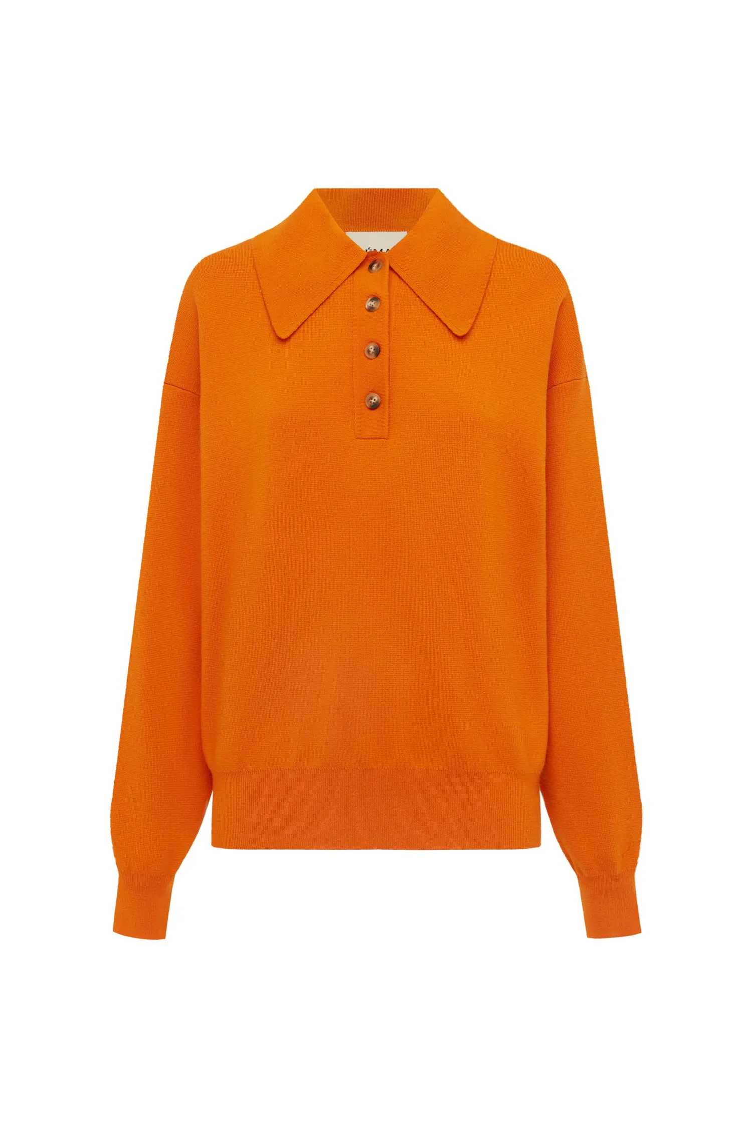 CLAUDIA TANGERINE KNIT POLO sold by Alemais