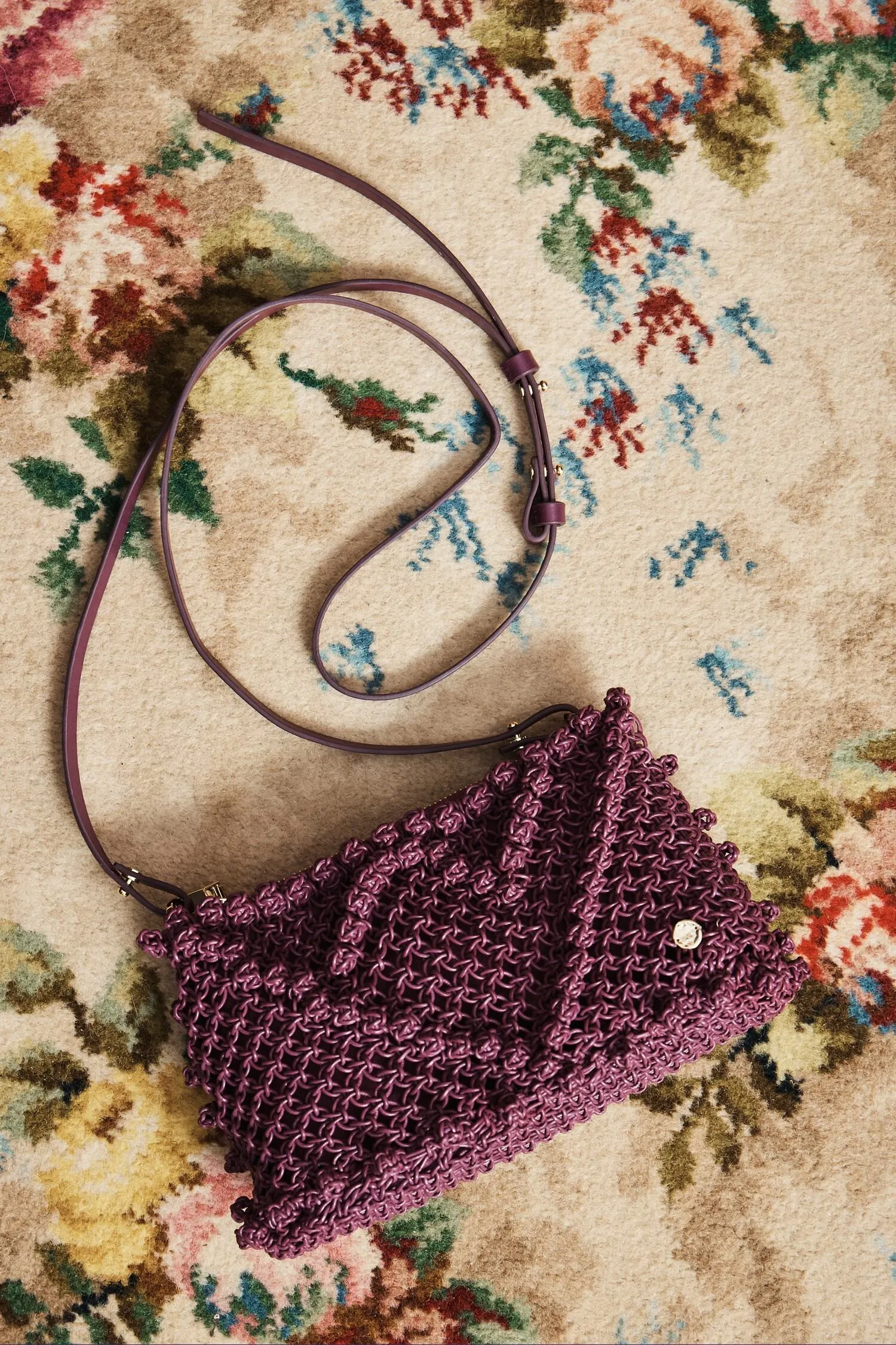LEATHER MACRAME CLUTCH GRAPE sold by Alemais product image thumbnail 2