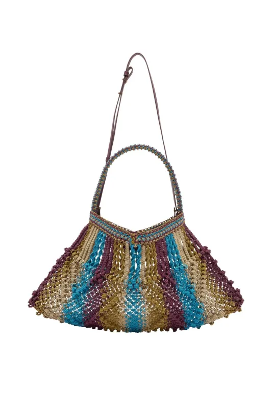 LEATHER MAXI CRESCENT TOTE MULTI made by Alemais