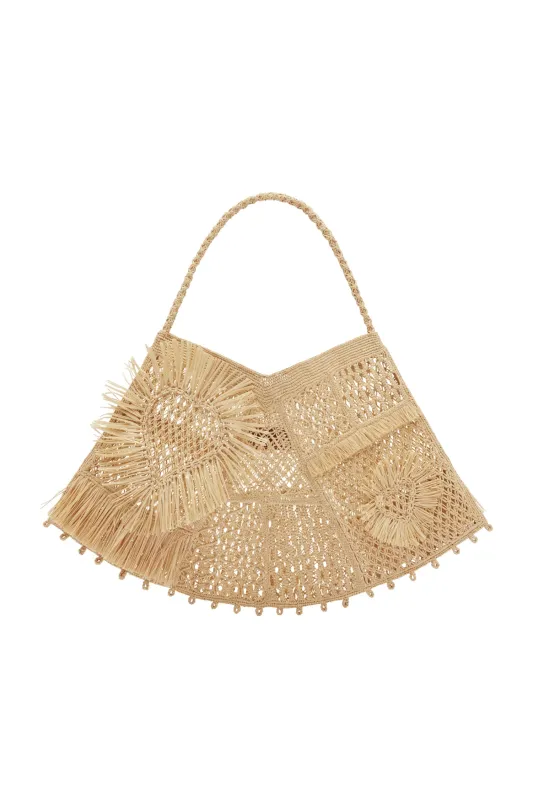 RAFFIA MACRAME MAXI CRESCENT TOTE made by Alemais