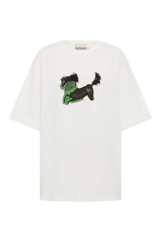 TANGIBLE LOVE EMBROIDERED TEE made by Alemais