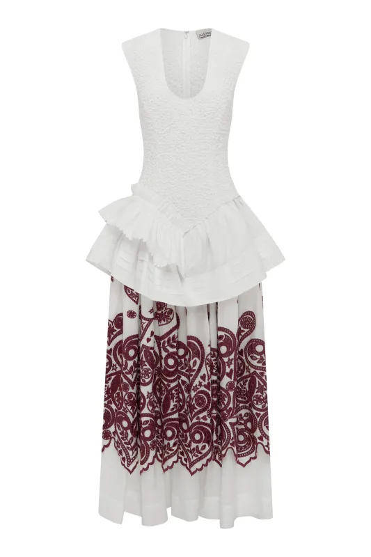 BOBBY V NECK EMBROIDERED MIDI DRESS made by Alemais