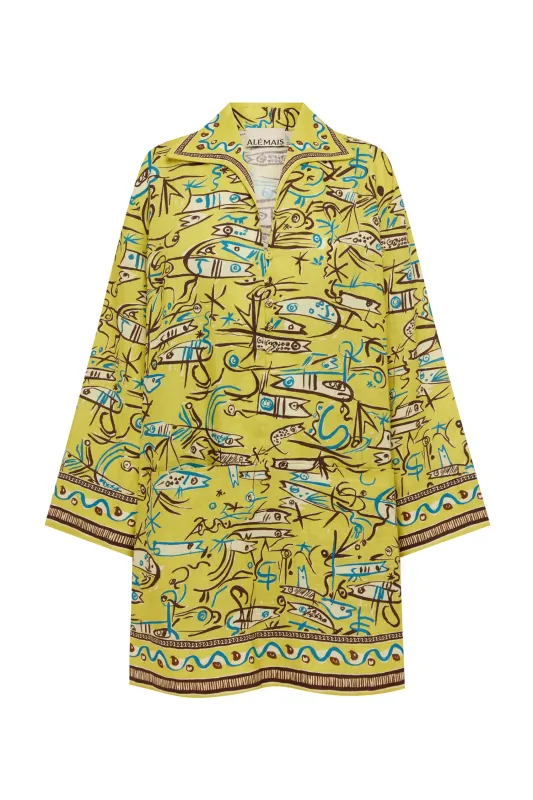 FISH STICKS LONG SLEEVE MINI DRESS made by Alemais