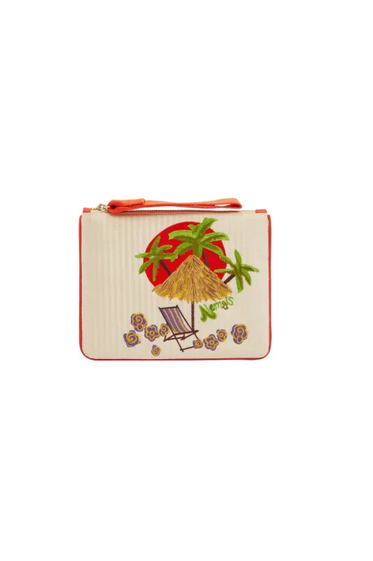 ISLAND COVE EMBROIDERED CLUTCH made by Alemais