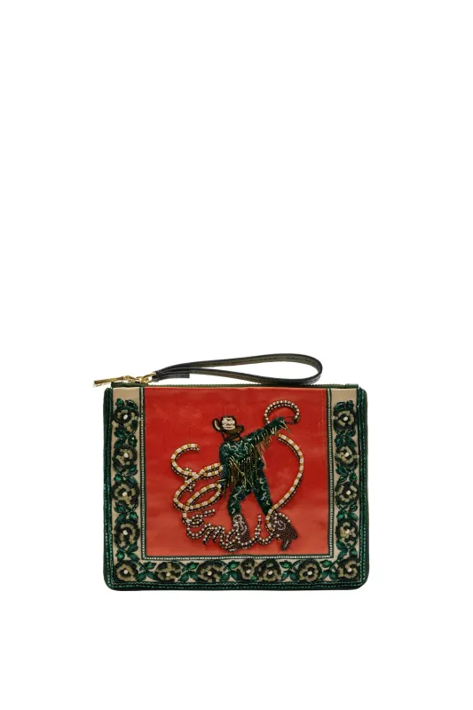 ACE COWBOY EMBELLISHED CLUTCH made by Alemais