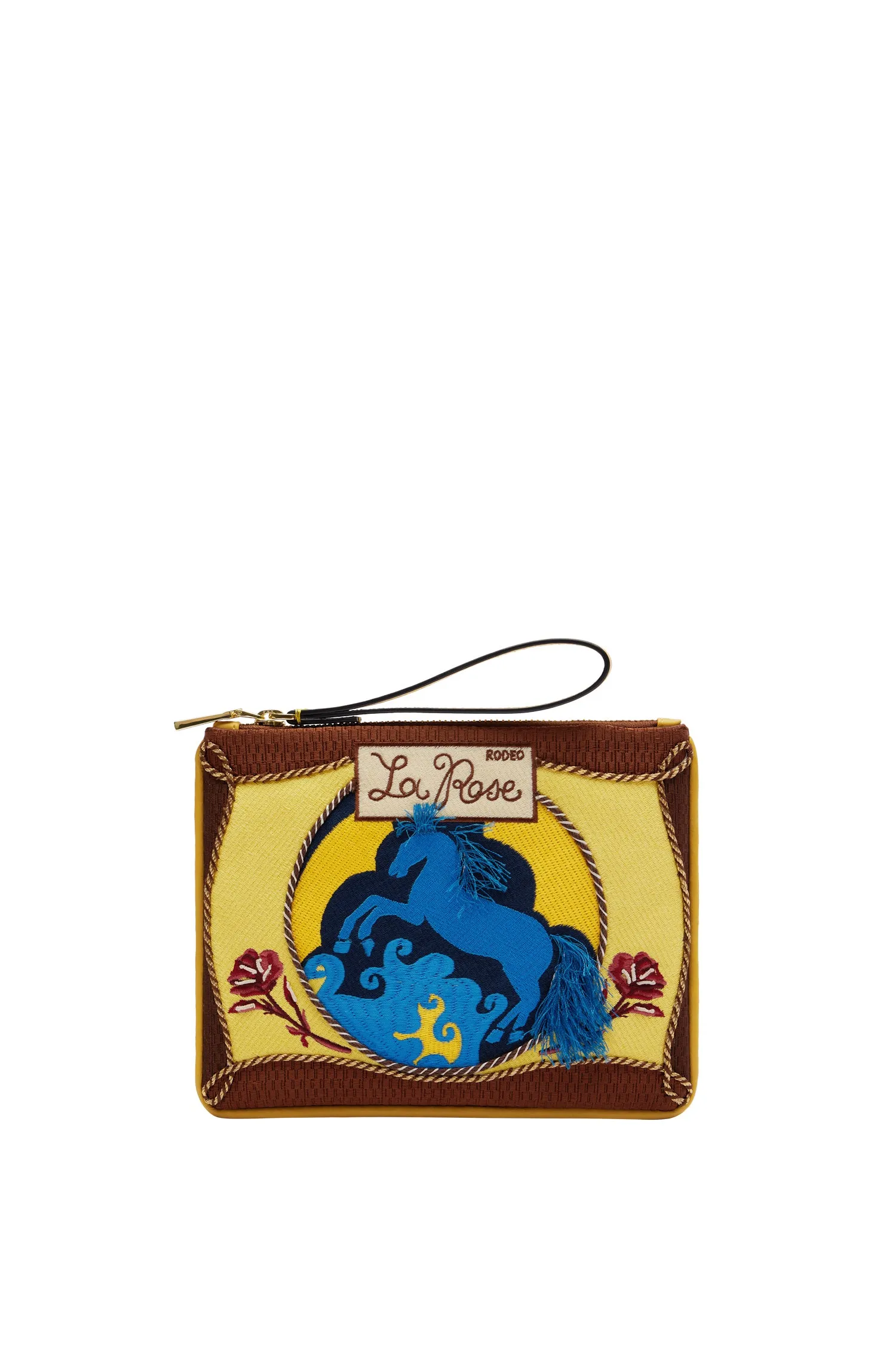 ACE HORSE EMBROIDERED CLUTCH sold by Alemais