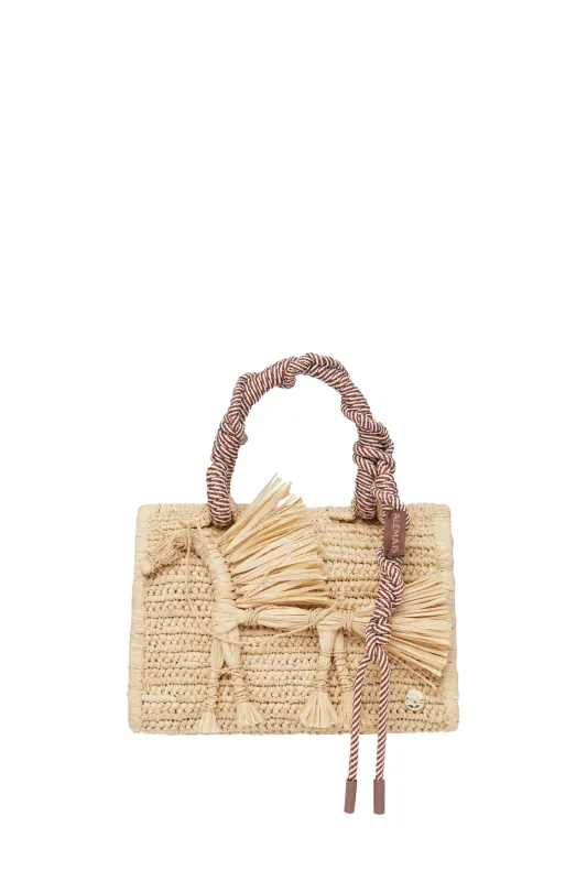 ACE HORSE RAFFIA BOX BAG made by Alemais