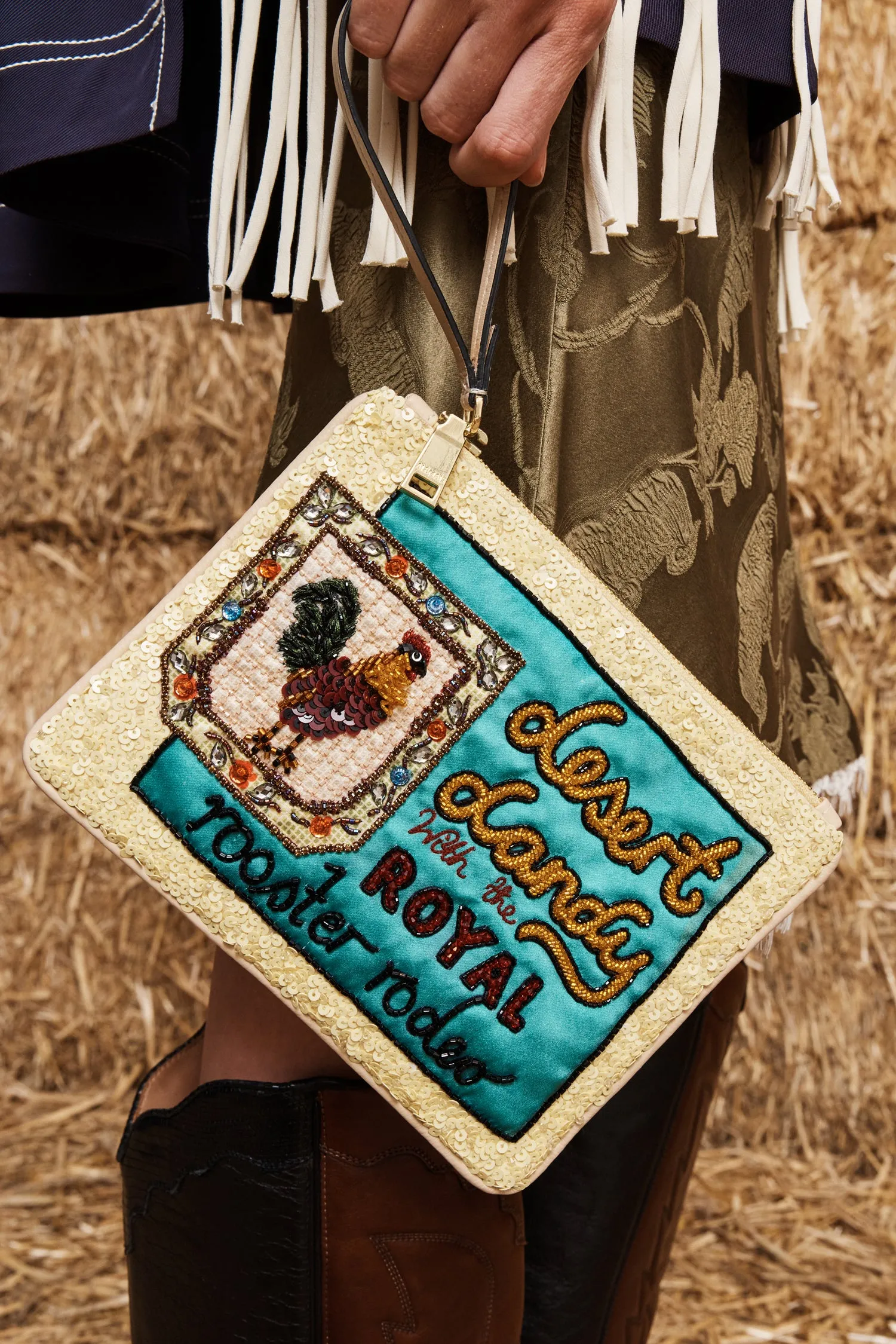 ACE ROOSTER EMBELLISHED CLUTCH sold by Alemais product image thumbnail 2