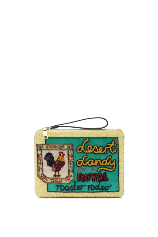ACE ROOSTER EMBELLISHED CLUTCH made by Alemais
