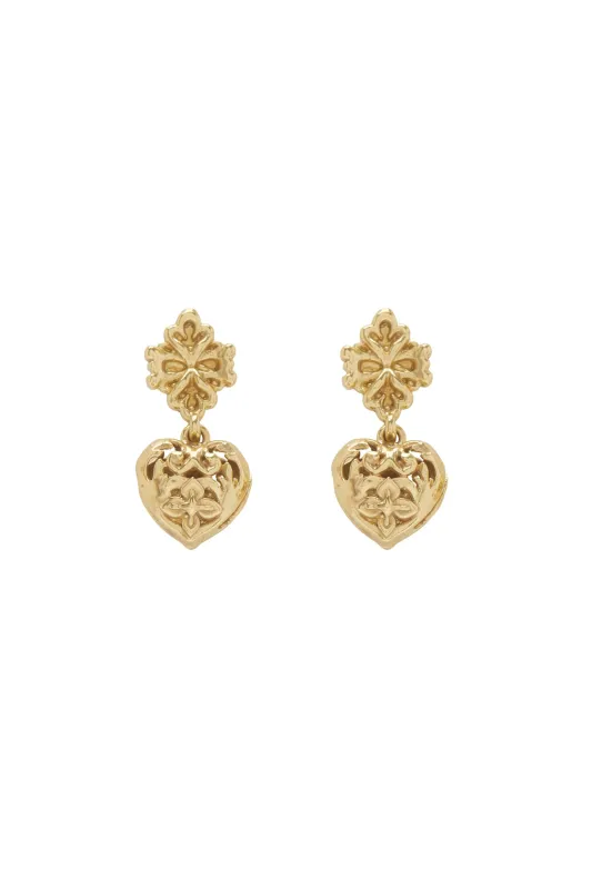 DJANGO FILIGREE HEART DROP EARRINGS made by Alemais