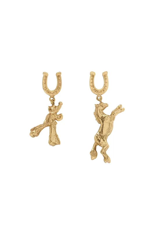 DJANGO HORSE & COWBOY EARRINGS made by Alemais