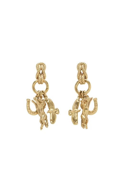 DJANGO HORSE CHARM DROP EARRINGS made by Alemais