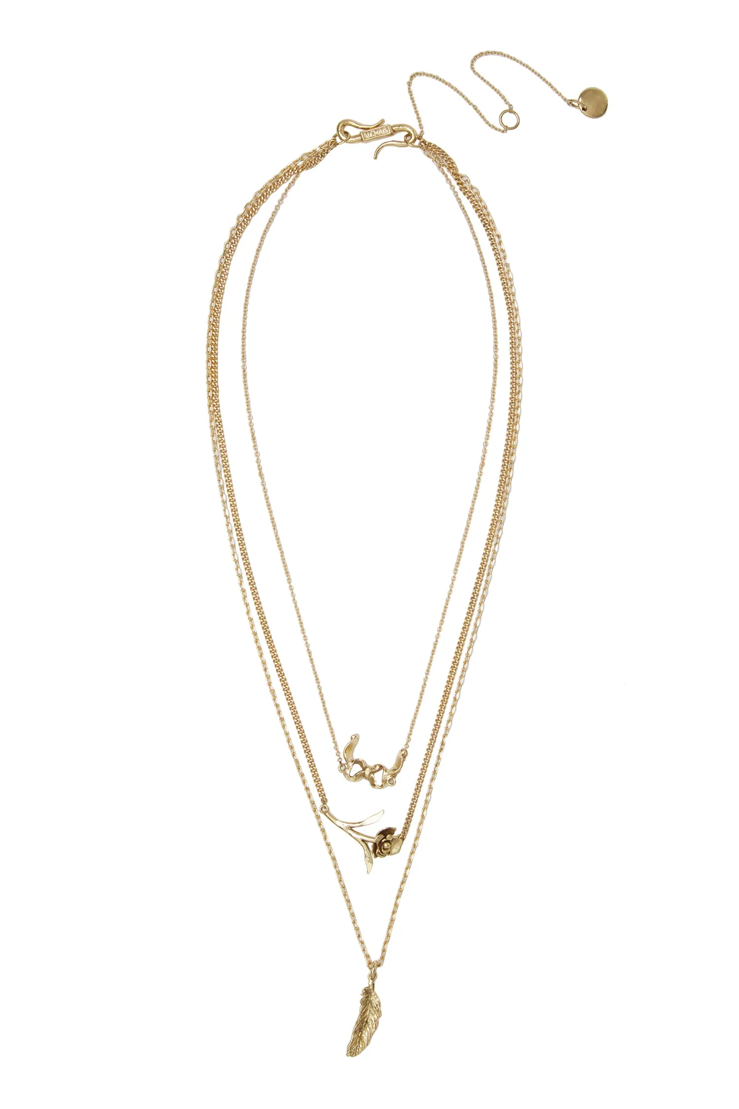 DJANGO MULTI CHAIN CHARM NECKLACE sold by Alemais