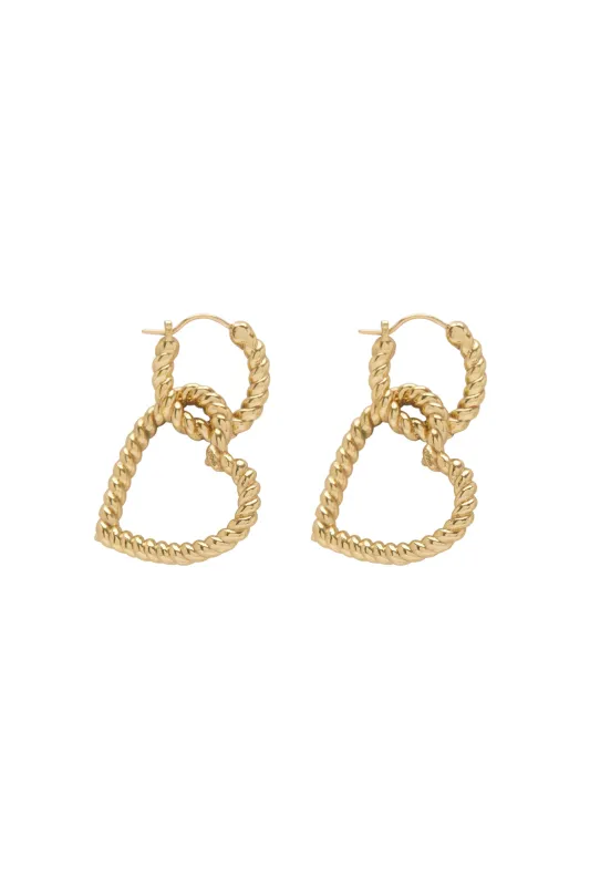 DJANGO ROPE HEART HOOP EARRINGS made by Alemais