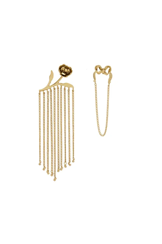 DJANGO ROSE & BOW FRINGED EARRINGS made by Alemais