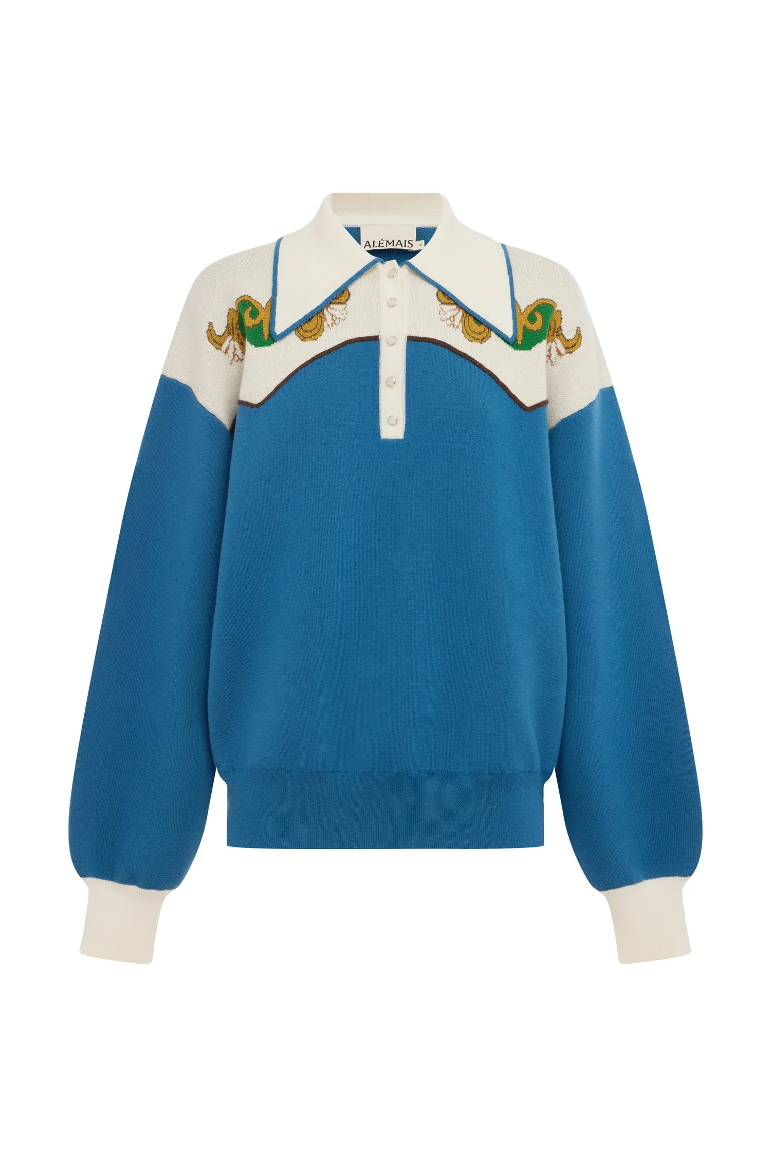 LASSO KNIT POLO AZURE sold by Alemais