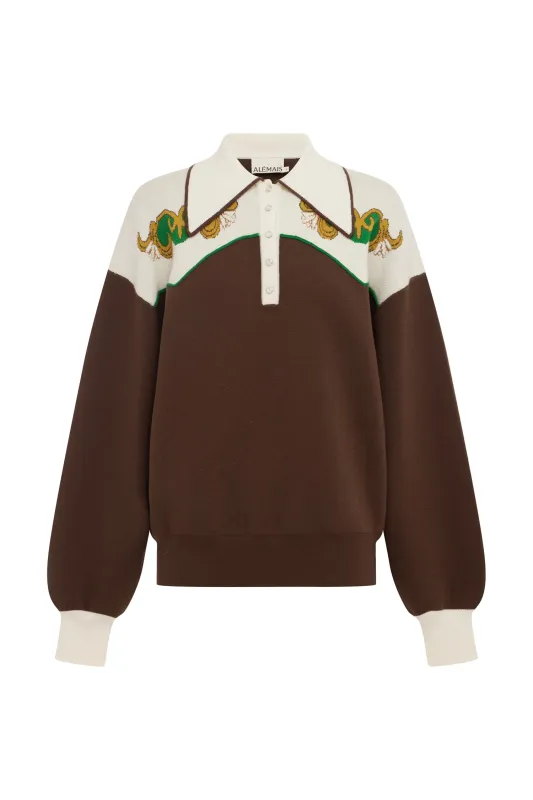 LASSO KNIT POLO CHOCOLATE made by Alemais