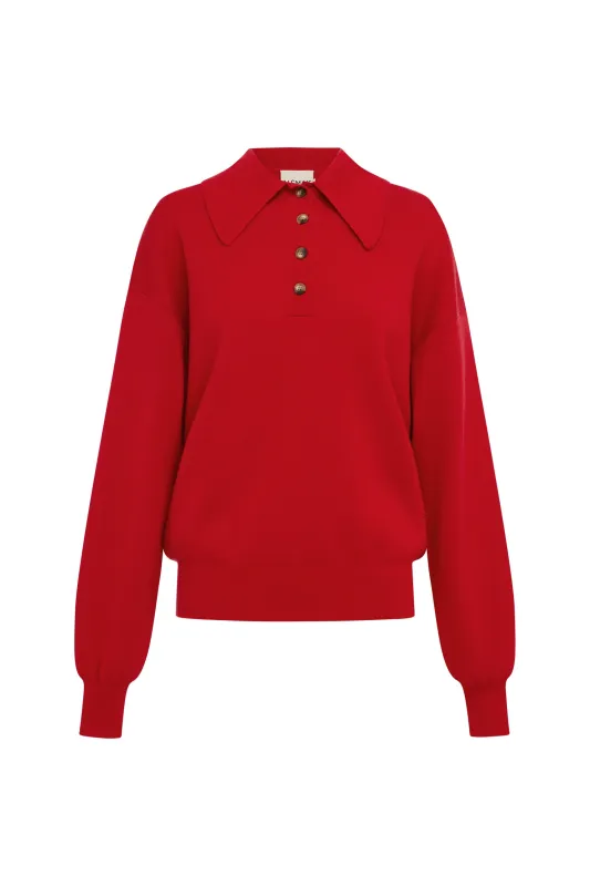 ROCKY KNIT POLO CHERRY made by Alemais