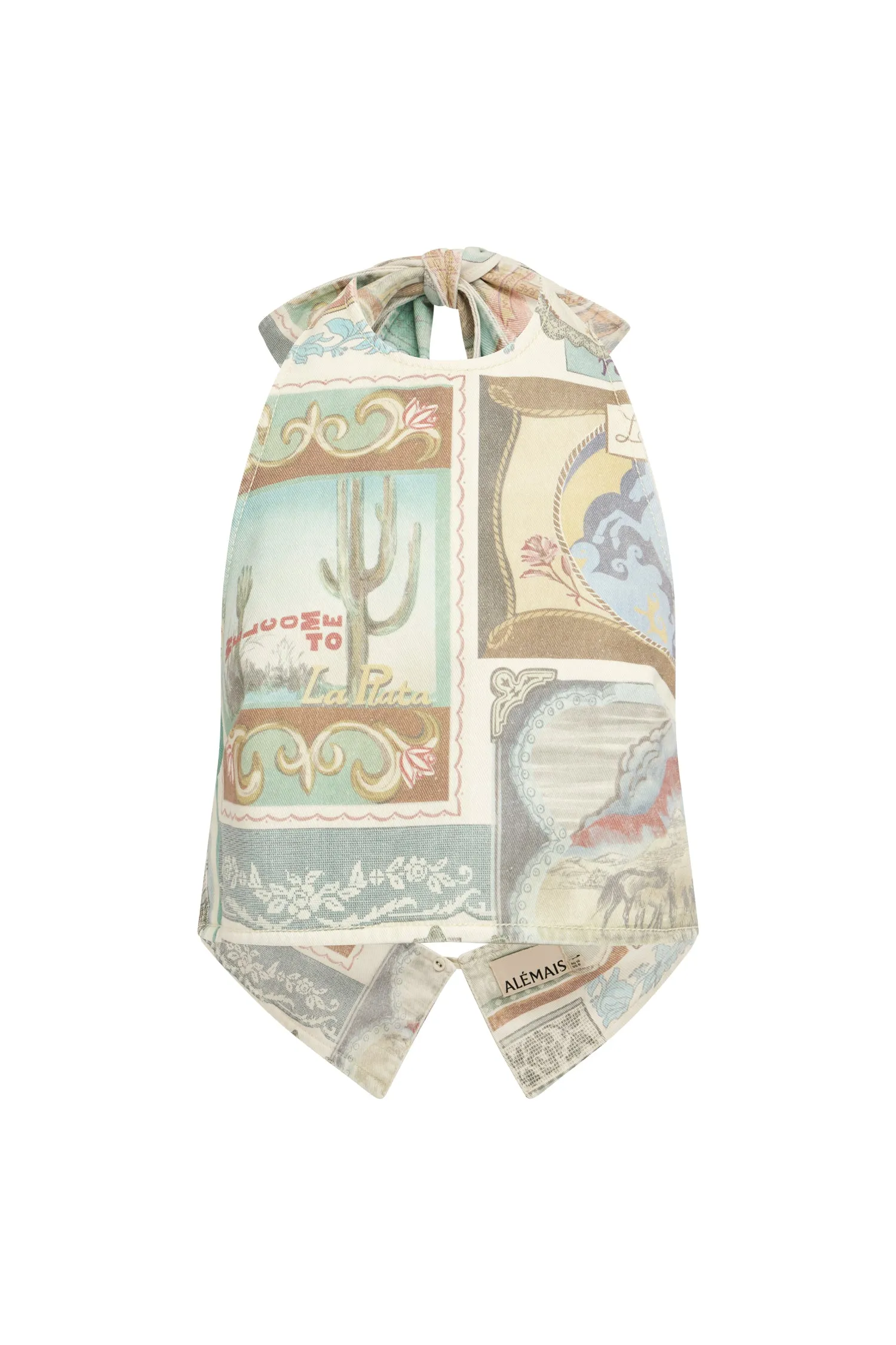 ANDIE DENIM HALTER TOP sold by Alemais
