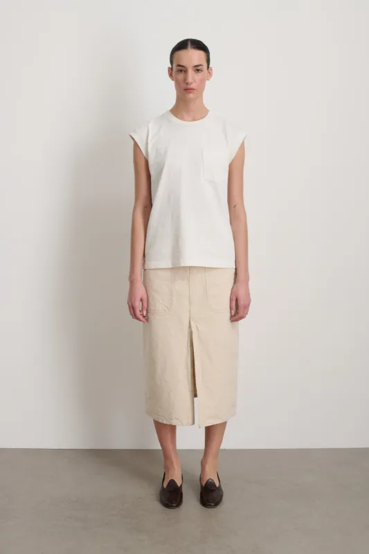 B Sides Pocket Tank Snow White sold by B Sides Jeans