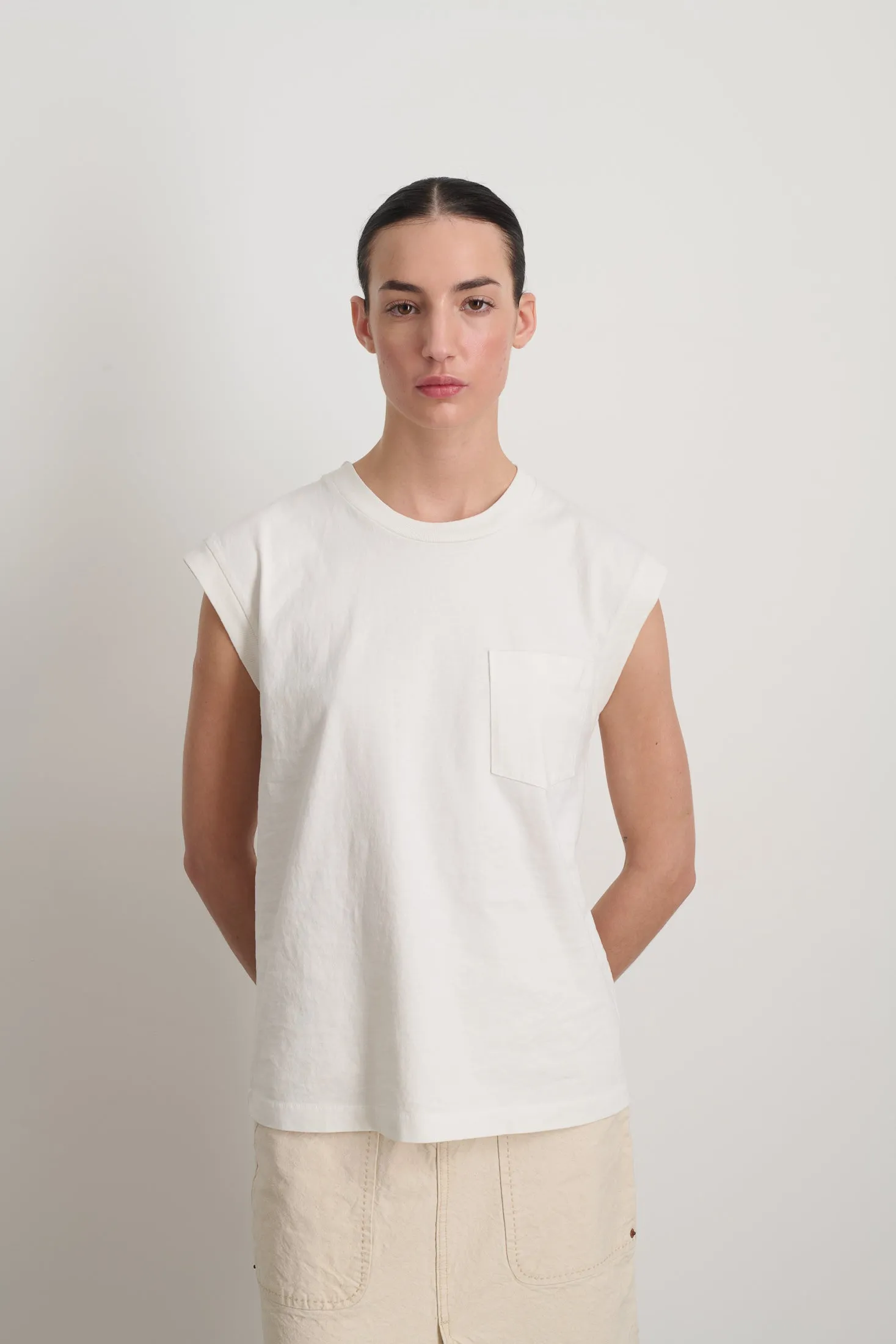 B Sides Pocket Tank Snow White sold by B Sides Jeans product image thumbnail 4