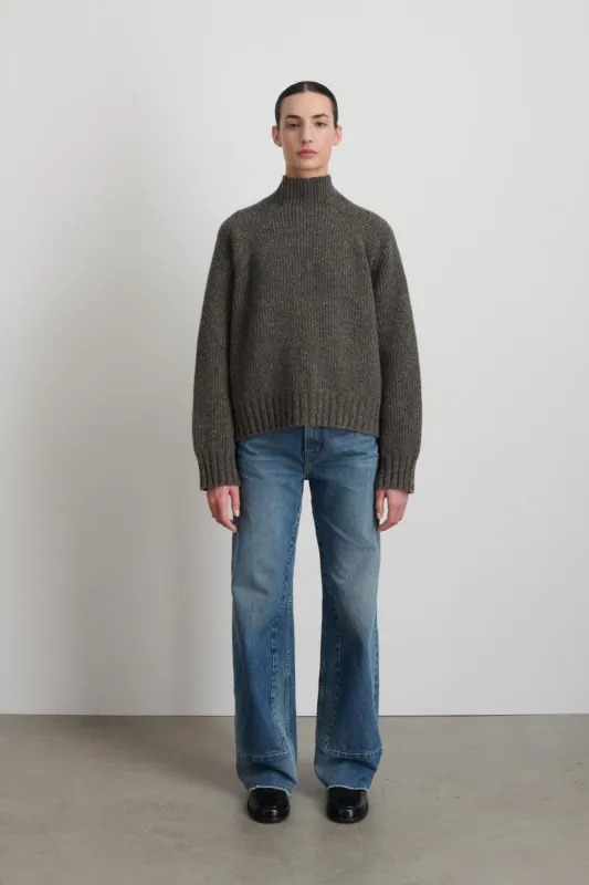 Funnel Neck Brown Donegal sold by B Sides Jeans