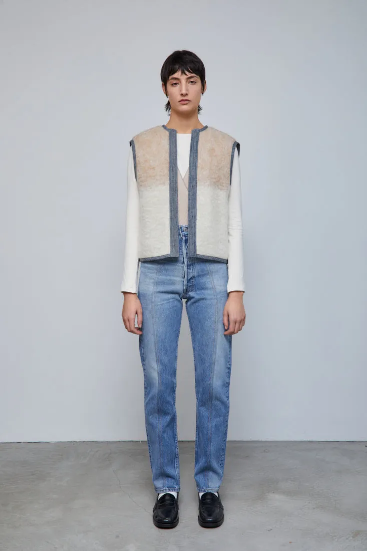 Upcycled Neutral Stripe Mohair Vest sold by B Sides Jeans product image thumbnail 2